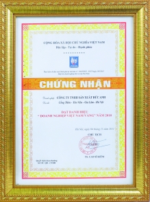 Đạt danh hiệu Doanh nghiệp Việt Nam Vàng